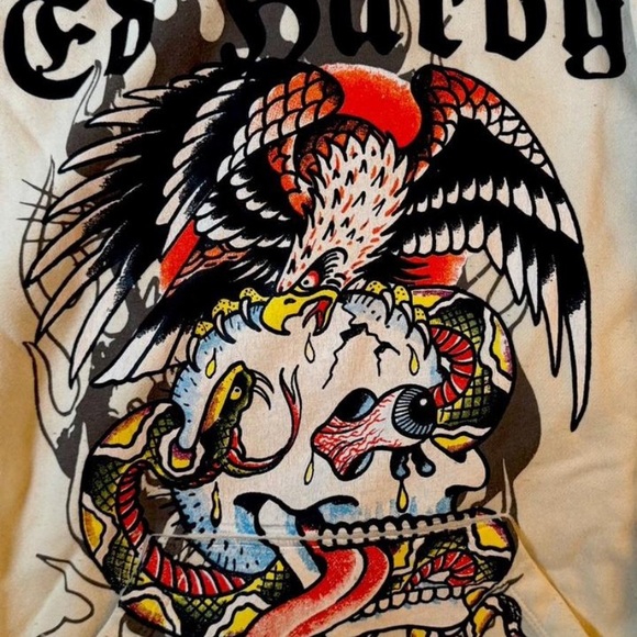 Ed Hardy Beige Graphic Hoodie - Picture 3 of 3